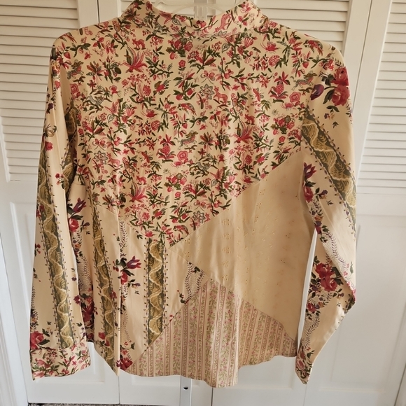 Denim & Co Vintage Floral Printed Button Up Top Sz M Career Romantic Cottagecore - Picture 8 of 10